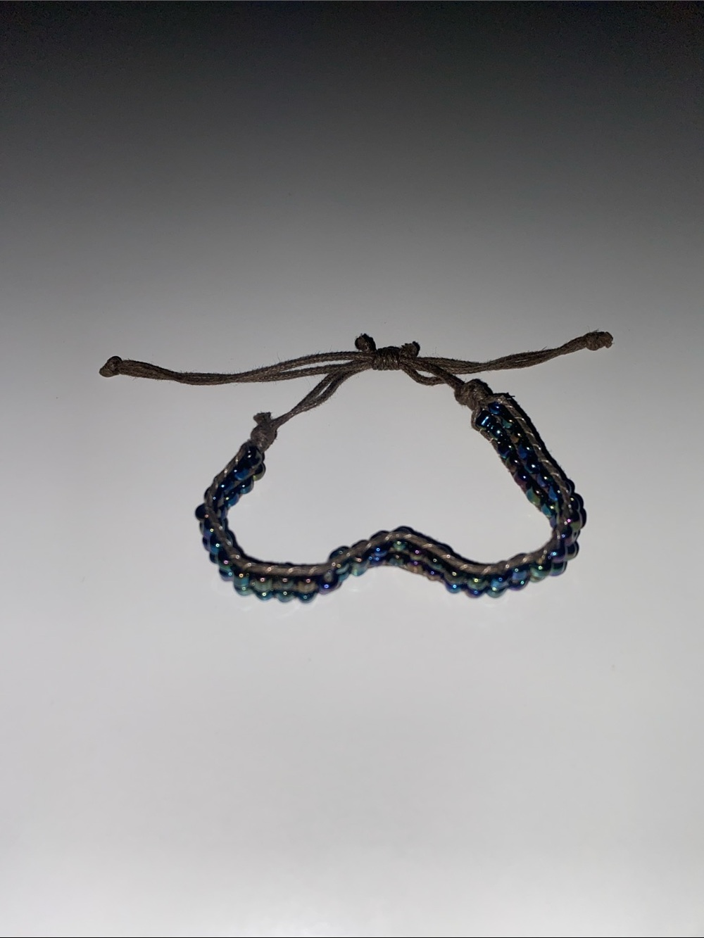 Handmade Beaded Wave Bracelet in Iridescent Blue-Green